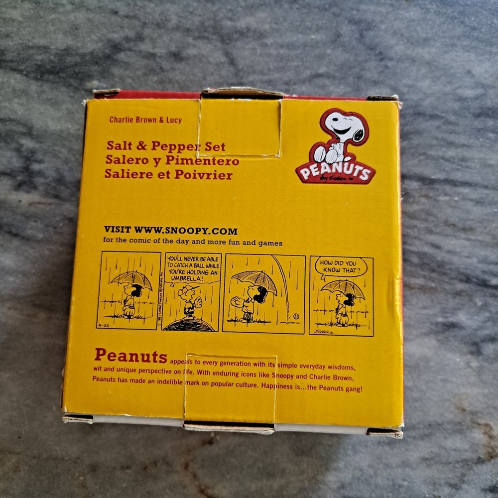 Peanuts Charlie Brown Lucy Salt & Pepper Shakers New In Box - Picture 2 of 7